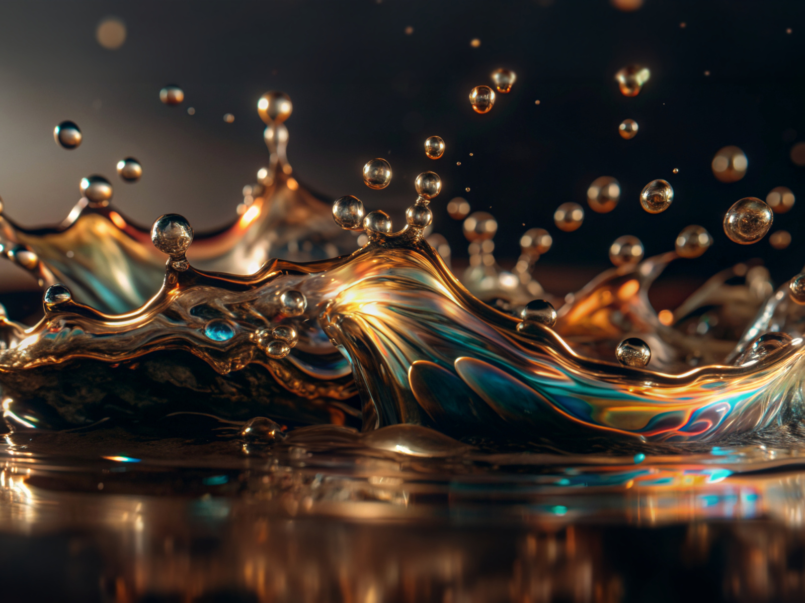 Брызги жидкости на темном фоне