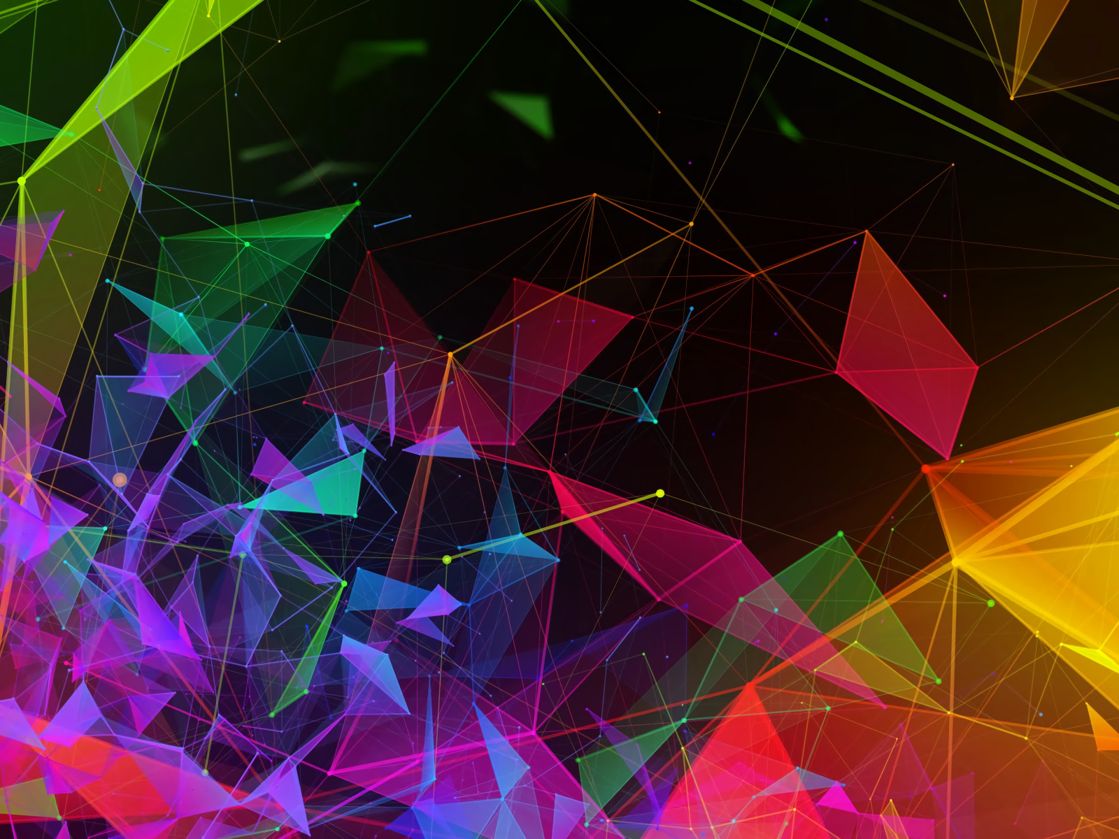 Разноцветные абстрактные фигуры на черном фоне