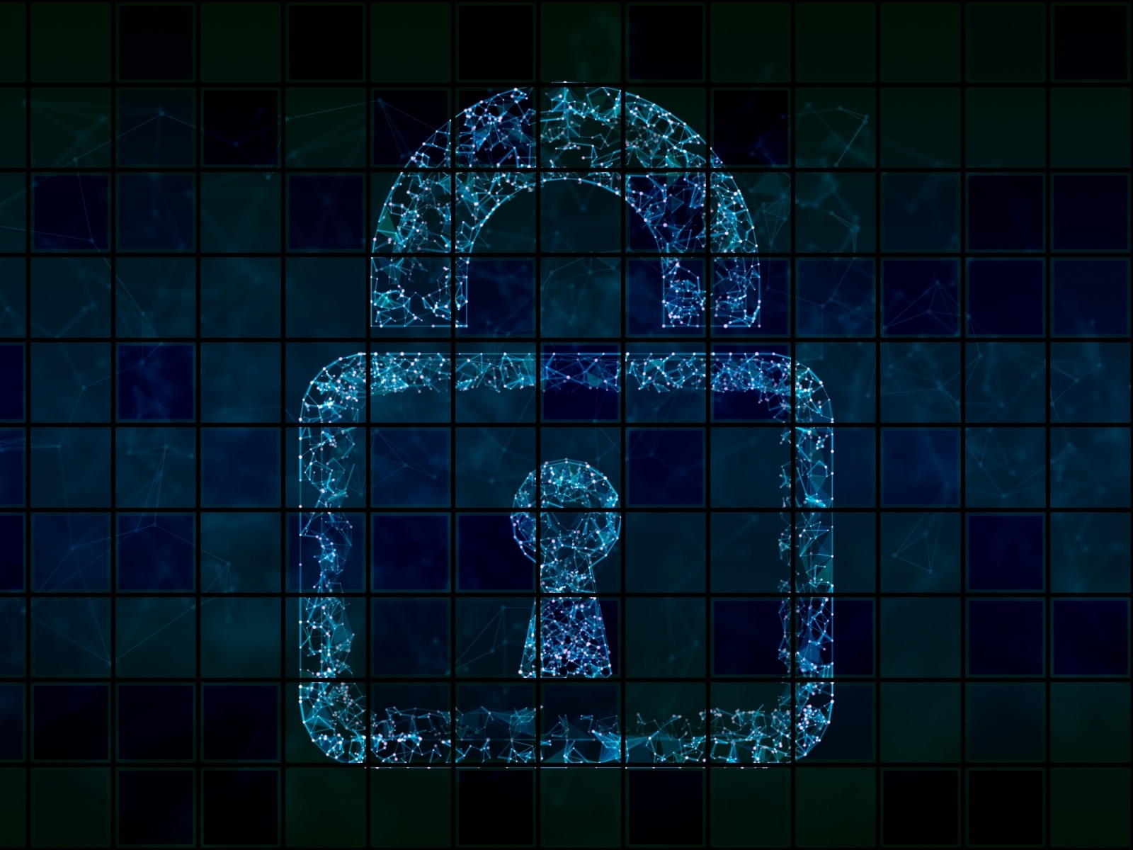 Неоновый замок на клетчатом фоне