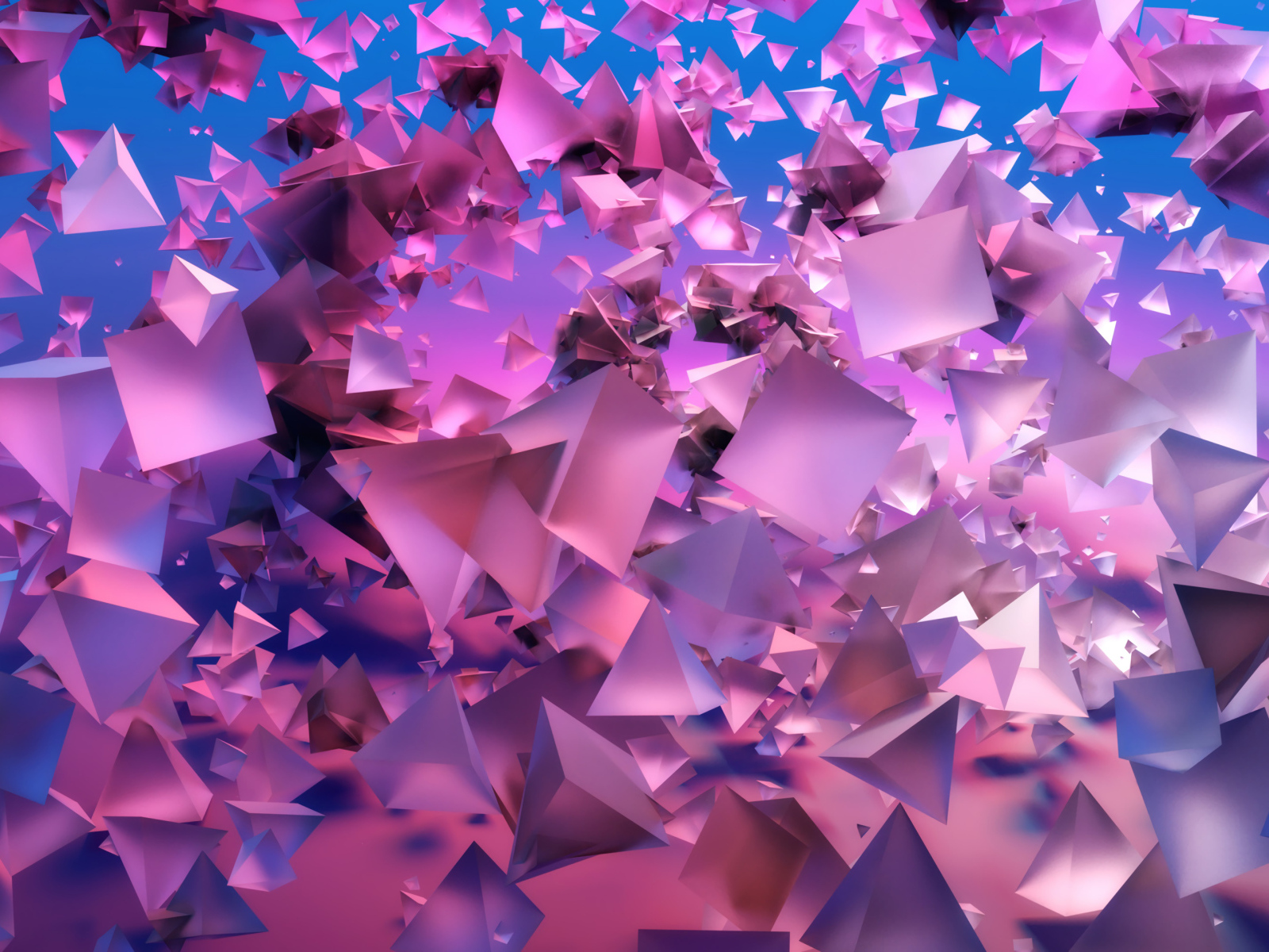 Розовые геометрические 3д фигуры в воздухе