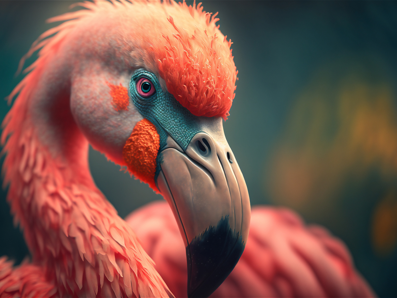 Большой нарисованный розовый фламинго