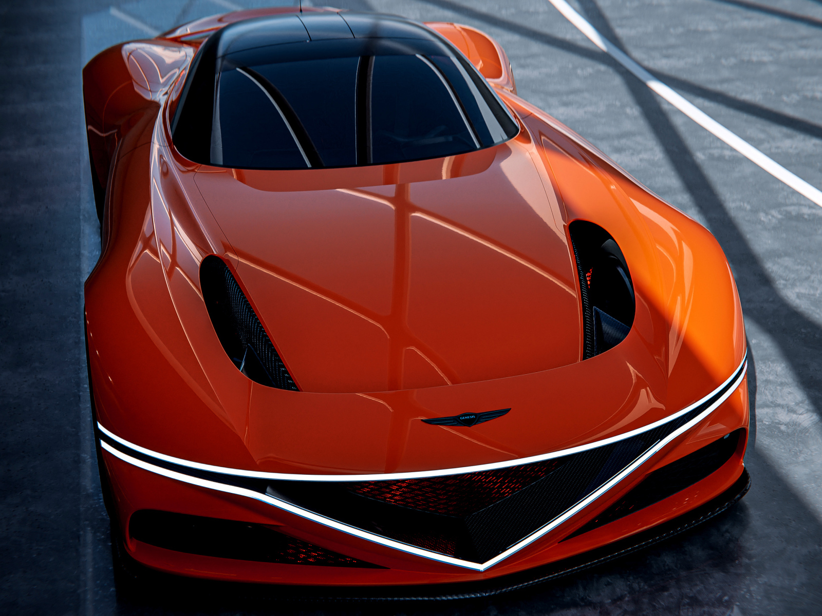 Оранжевый автомобиль Genesis X Gran Berlinetta