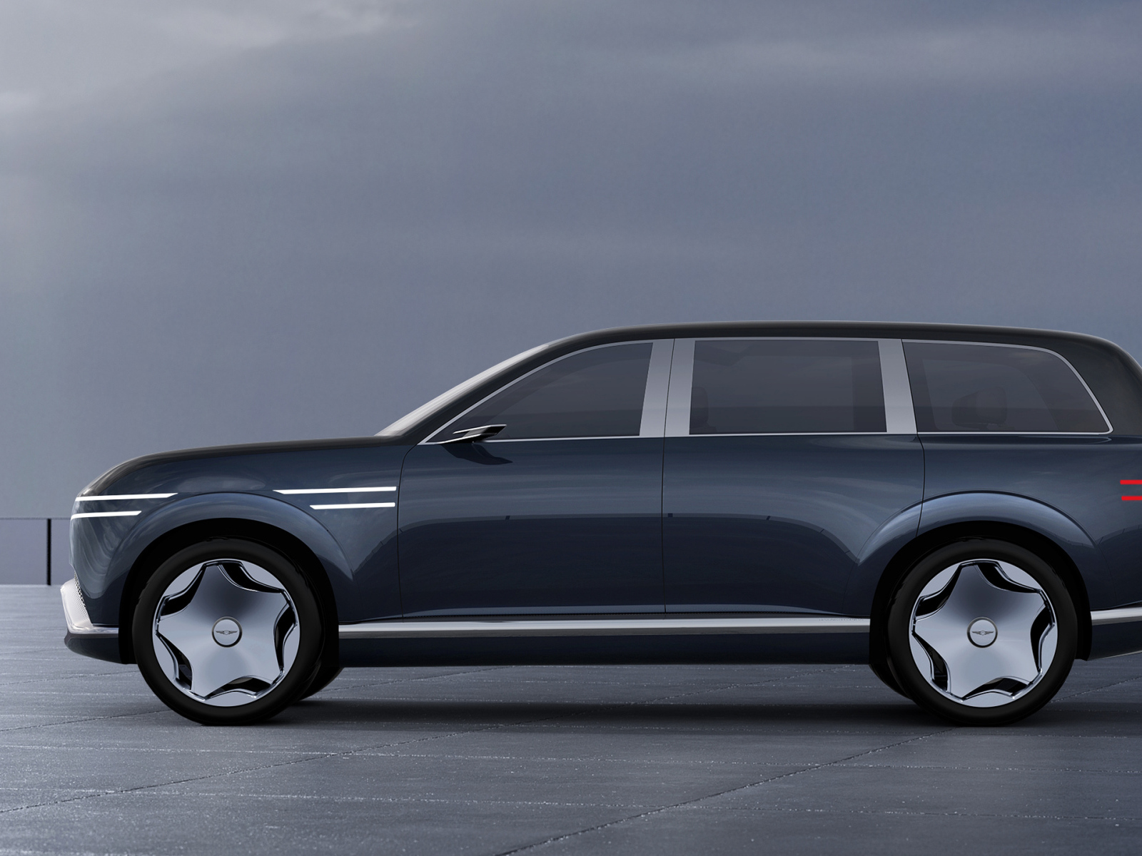 Вид сбоку на автомобиль Genesis Neolun Concept 2024 года