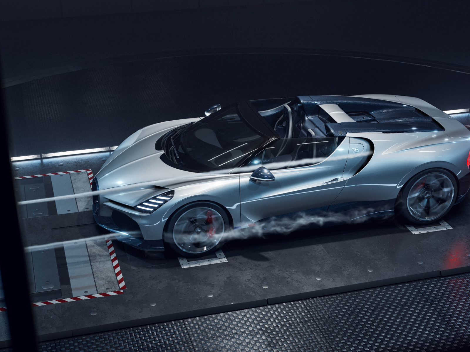 Вид сверху на автомобиль Bugatti W16 Mistral Roadster