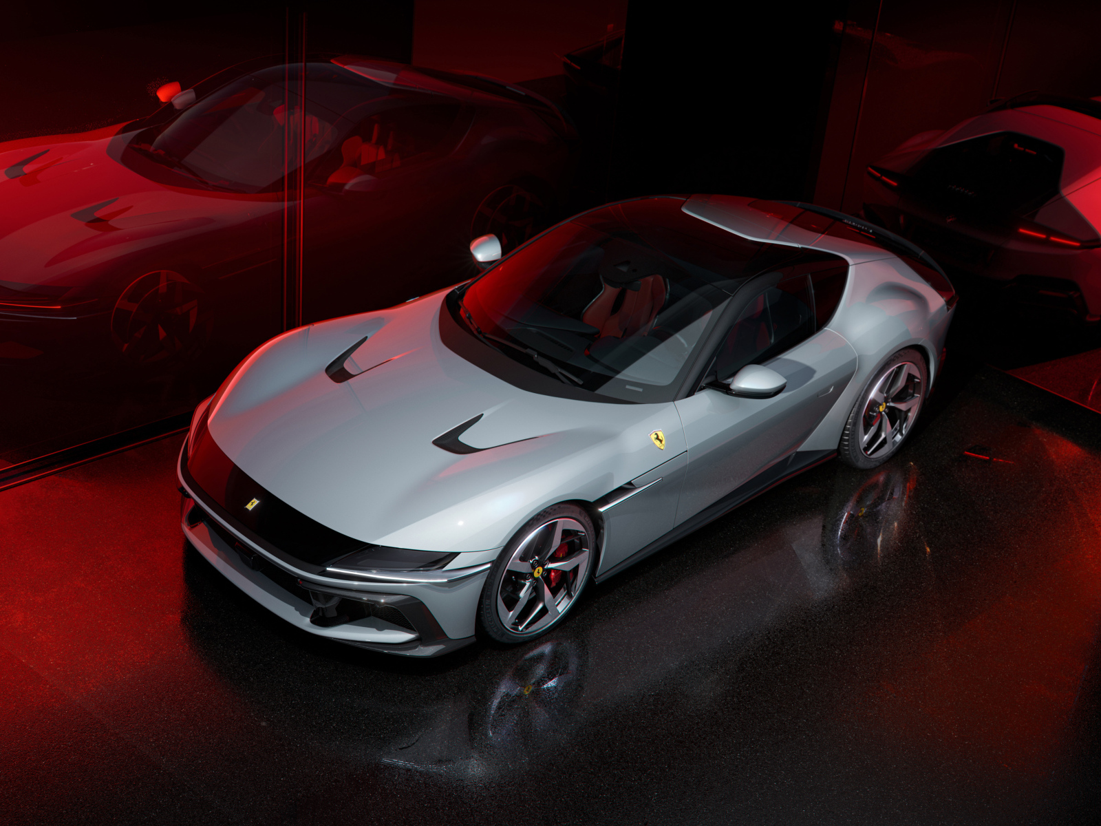 Вид сверху на автомобиль Ferrari 12Cilindri 2024 года