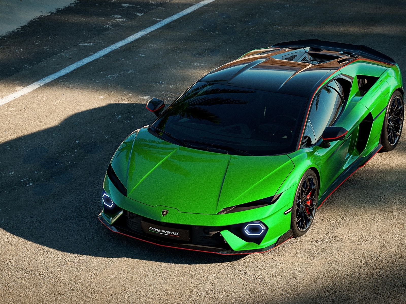Зеленый спортивный автомобиль Lamborghini Temerario Alleggerita package