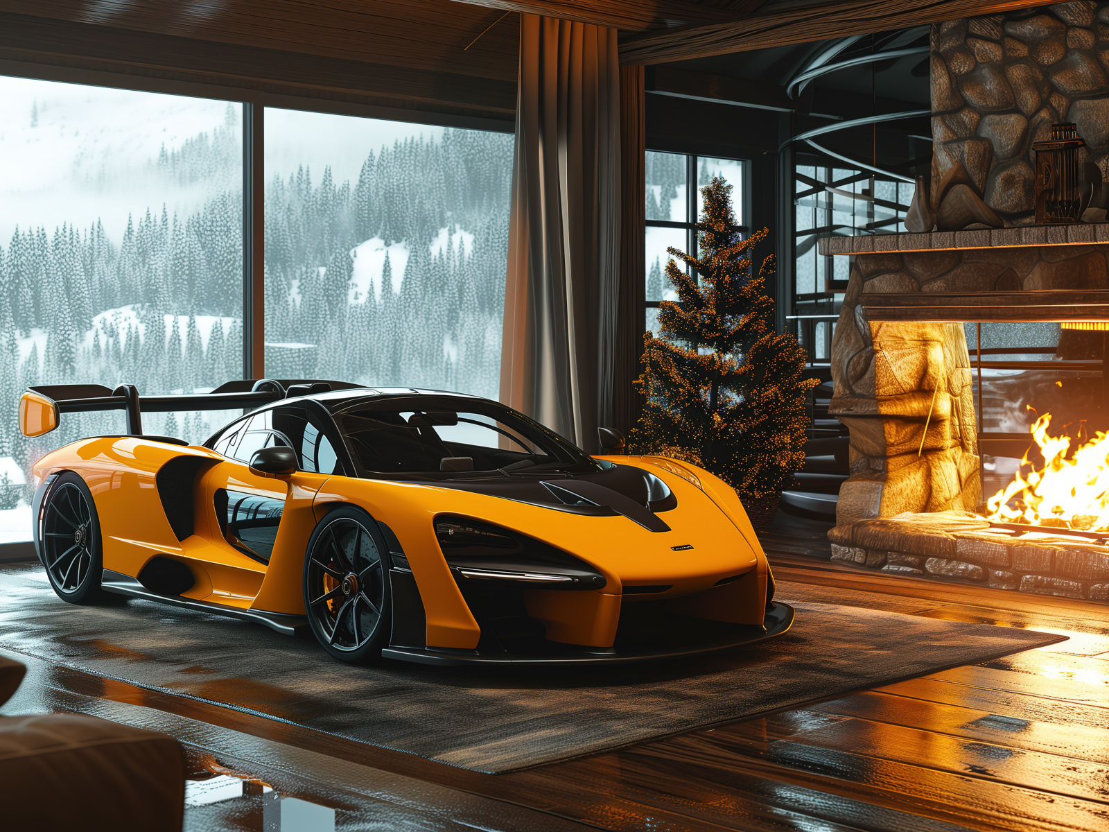 Быстрый спорткар McLaren Senna Cozy в доме