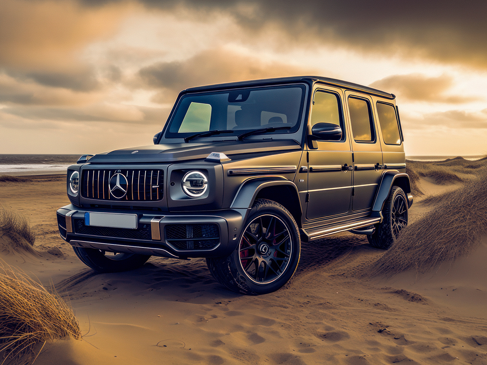 Автомобиль Mercedes-Benz G63 AMG на песке