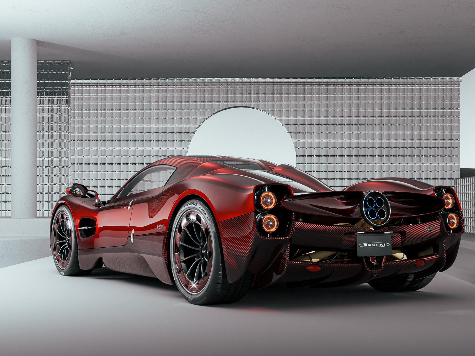 Вид сзади на автомобиль  Pagani Utopia
