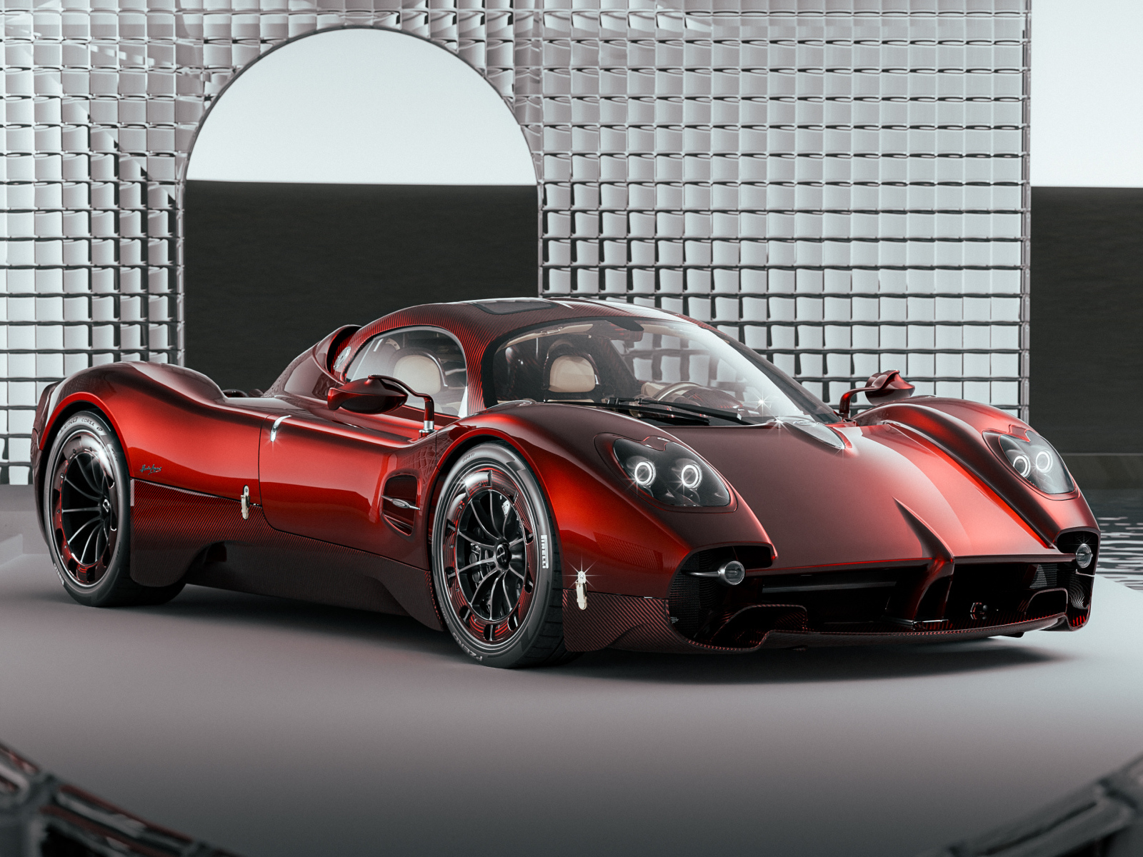 Красный автомобиль  Pagani Utopia