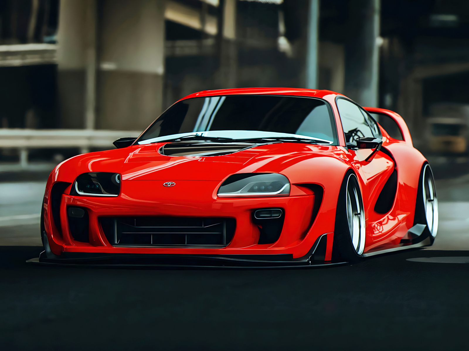 Красный автомобиль Toyota Supra MK4 Retro AI