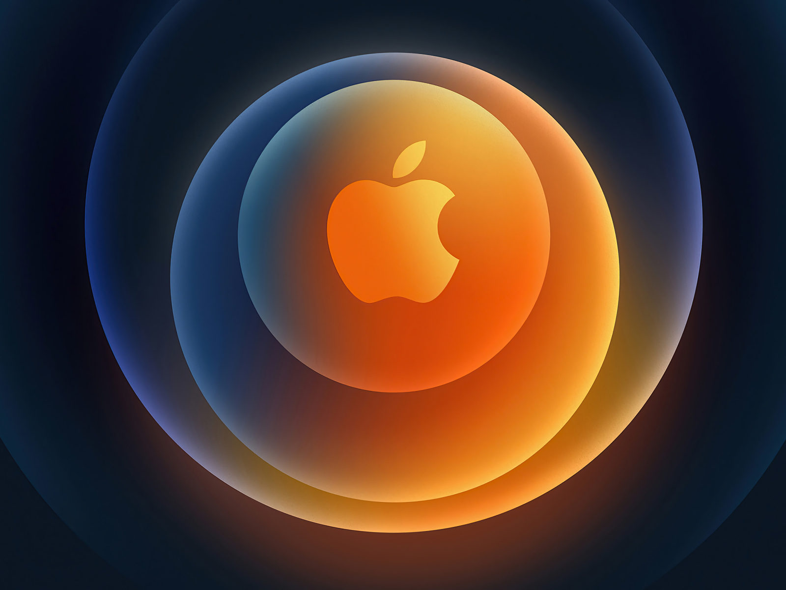 Круги вокруг логотипа apple на черном фоне