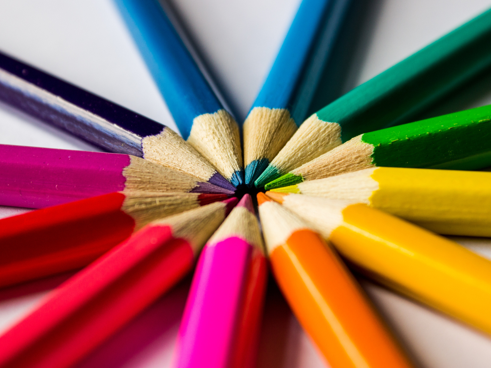 Круг из разноцветных заточенных карандашей