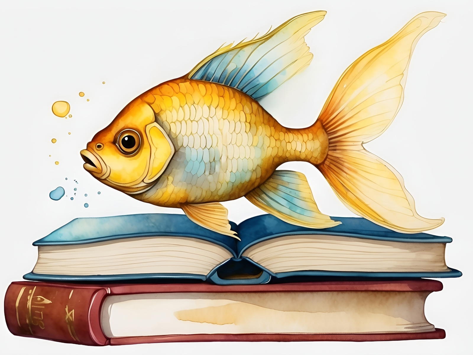 Нарисованная рыба с книгами
