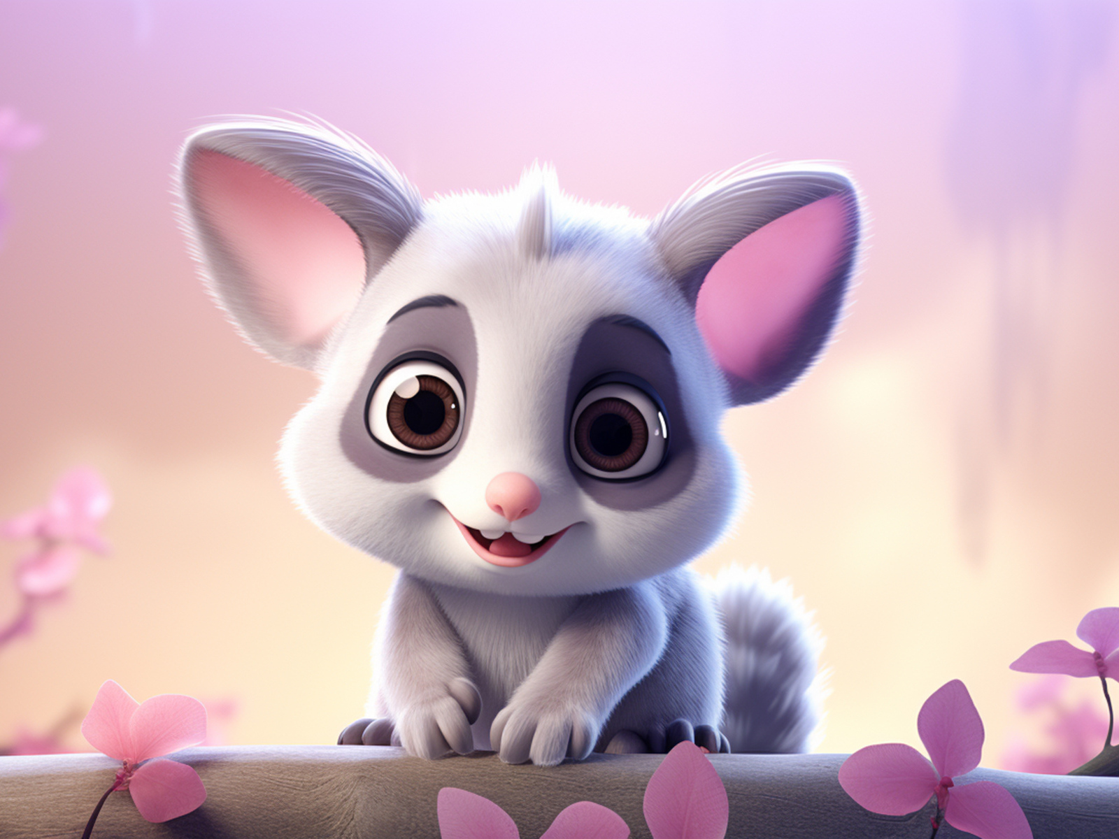 Маленький серый нарисованный опоссум