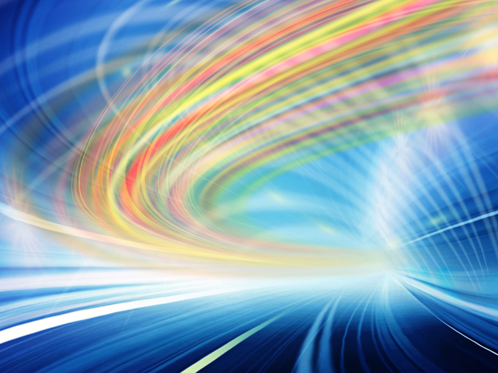 Радужные абстрактные волны на голубом фоне