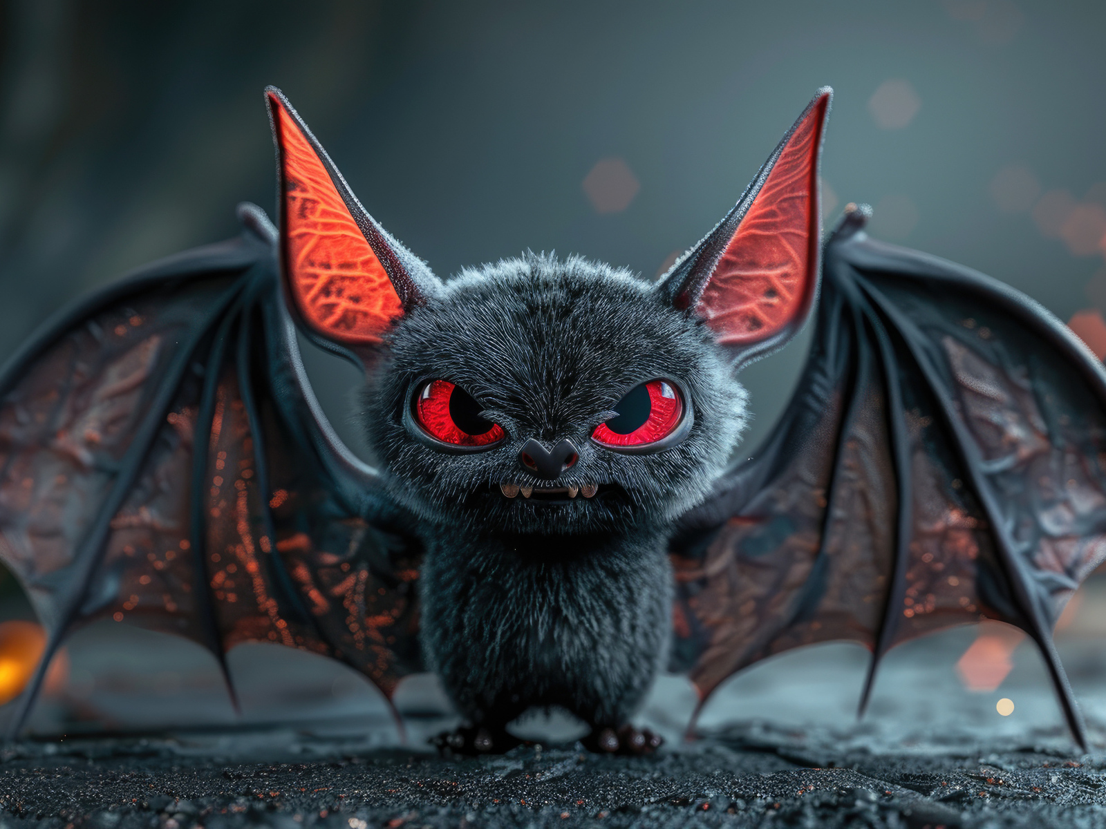 Злобная летучая мышь с красными глазами