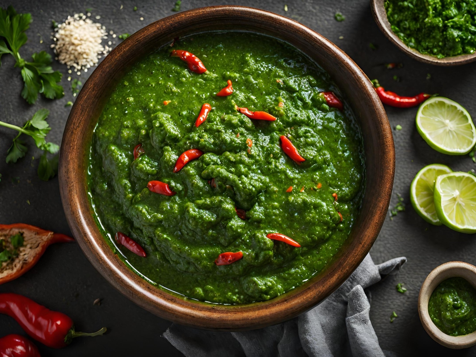 Зеленая паста с овощами и специями