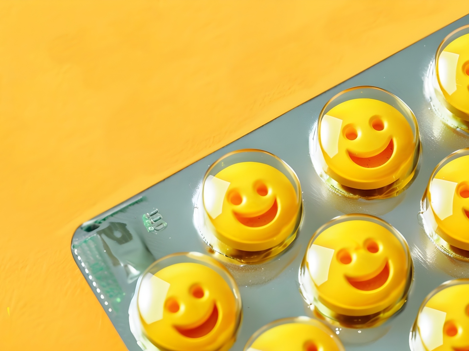 Желтые таблетки смайлы в блистере 