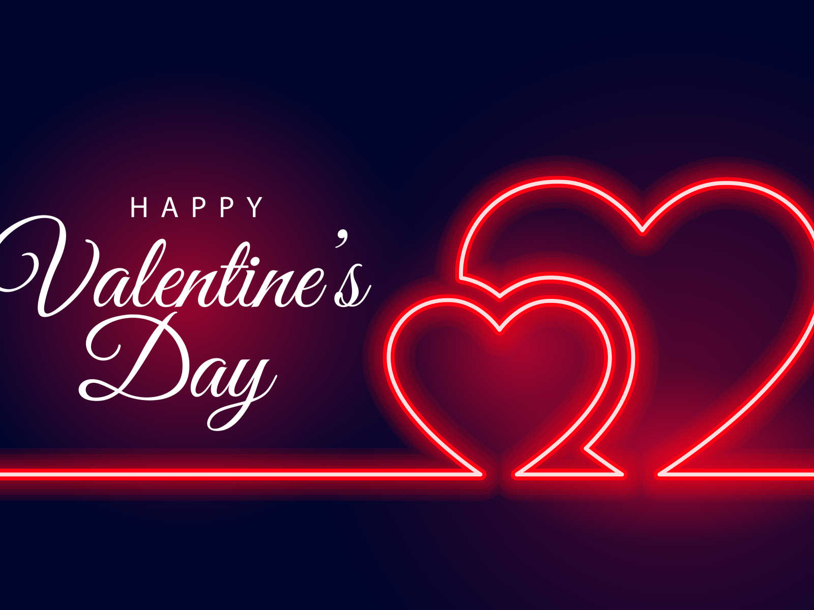 Два красных неоновых сердца на день святого Валентина