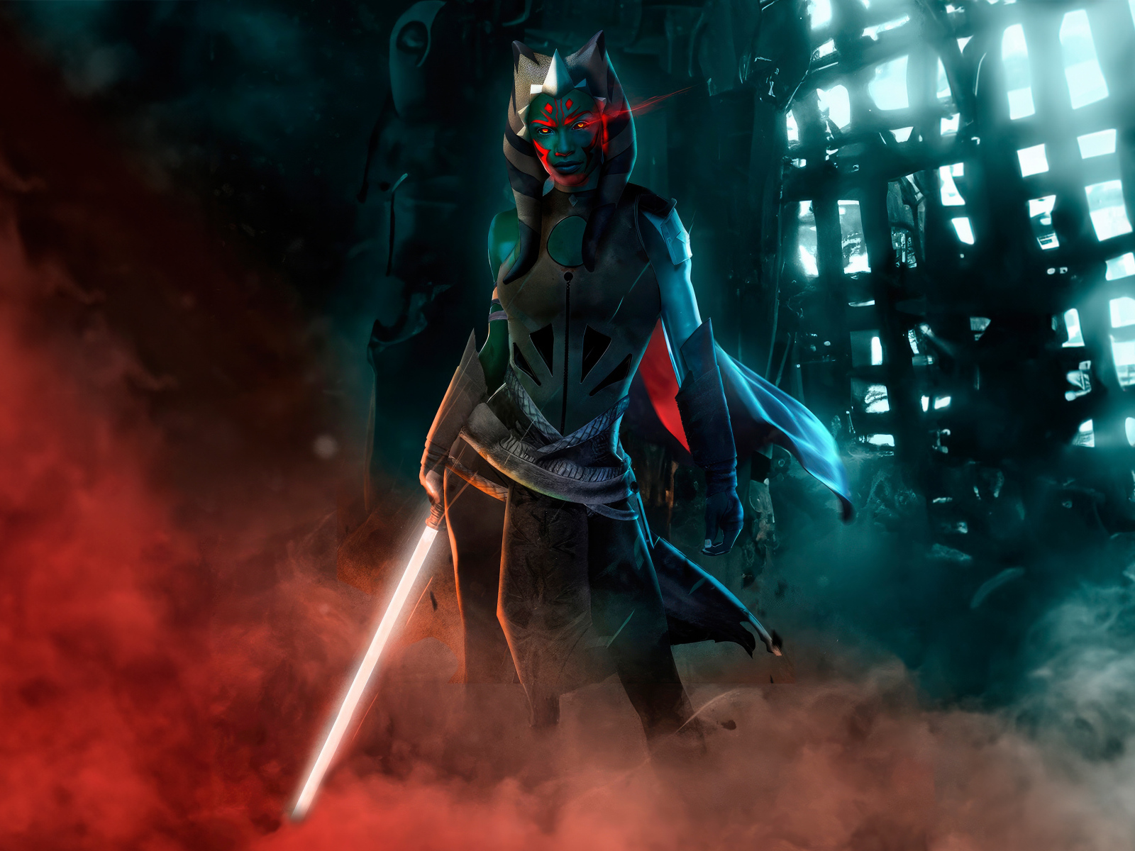 Персонаж Асока с лазерным мечом