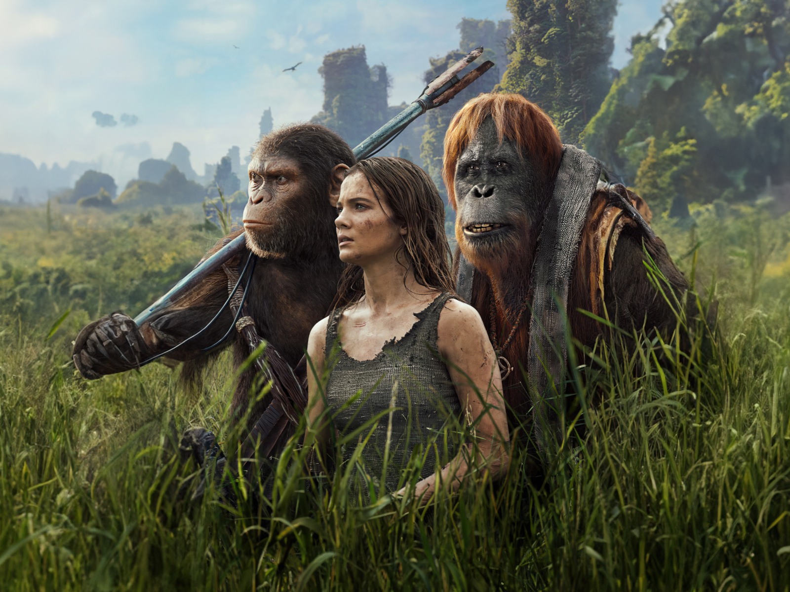 Персонажи нового фильма Планета обезьян: Новое царство в траве