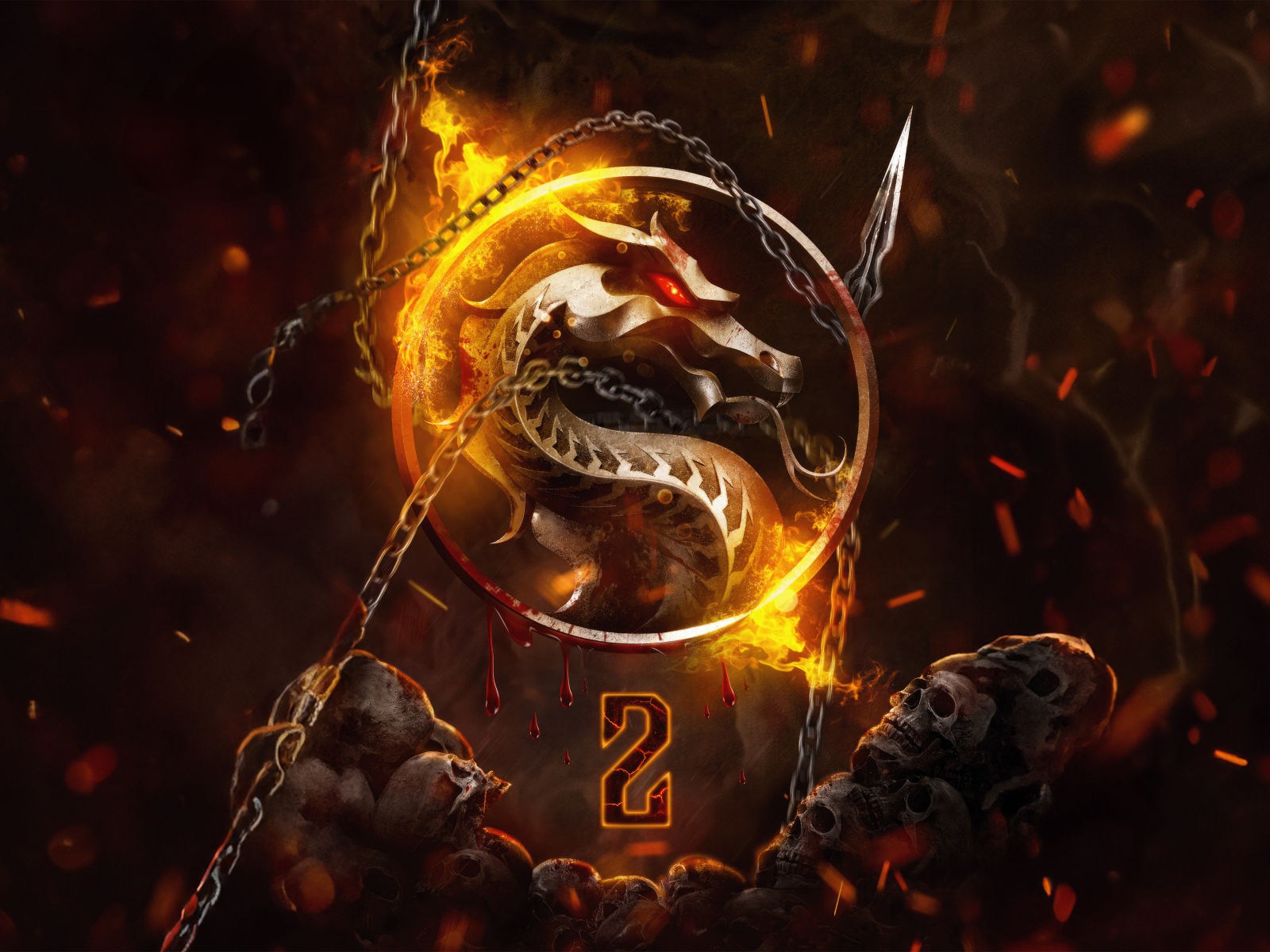 Огненный постер нового фильма Мортал Комбат 2, 2024