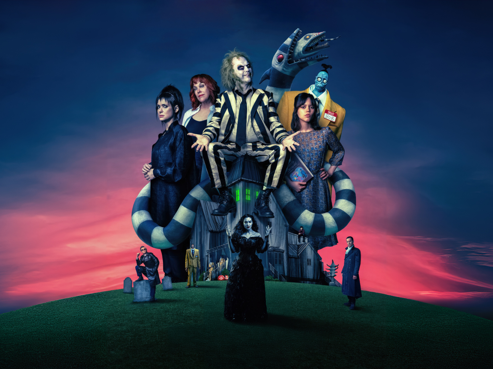 Постер нового фантастического фильма Битлджус 2, 2024