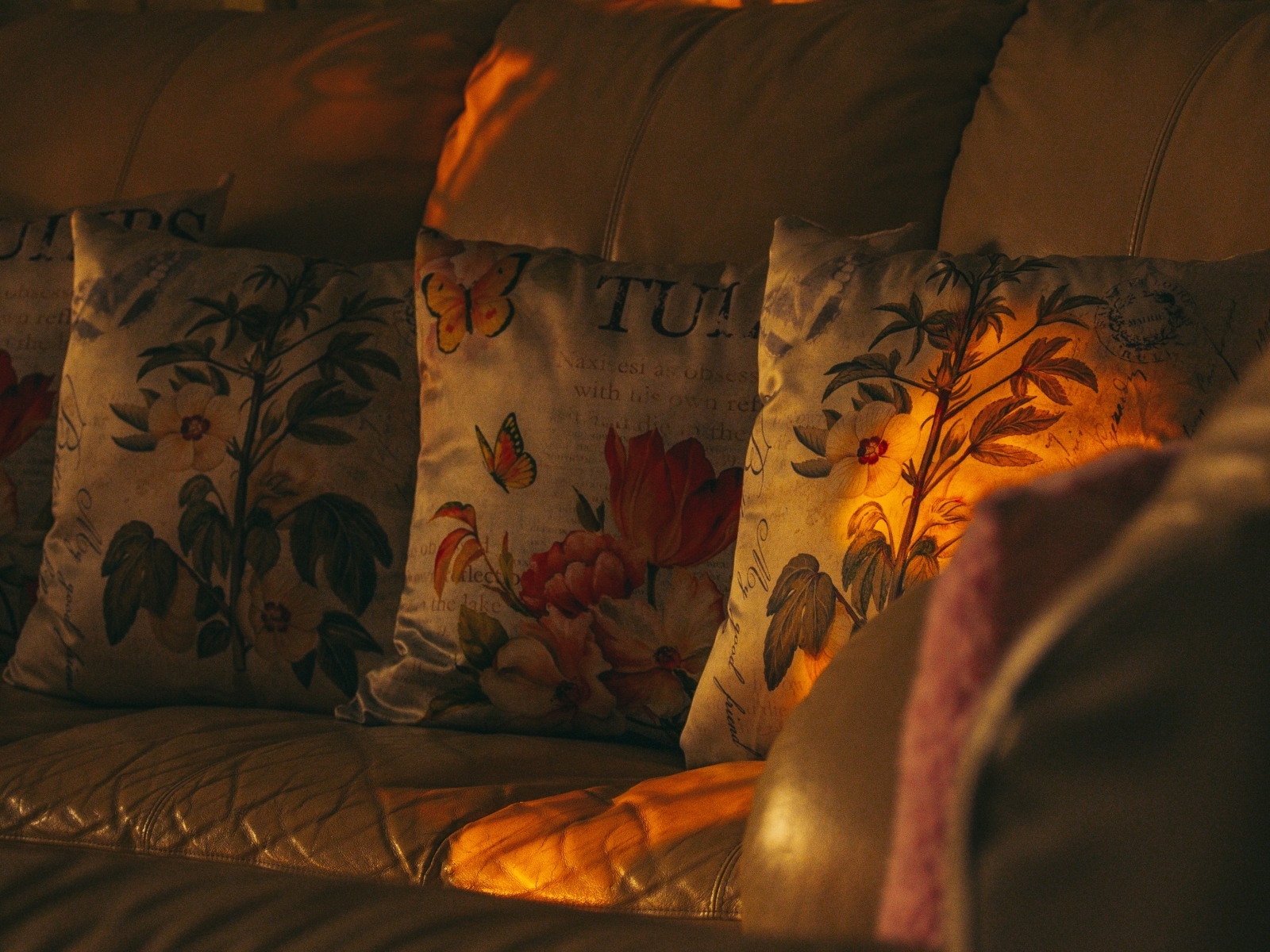 Подушки на диване в комнате