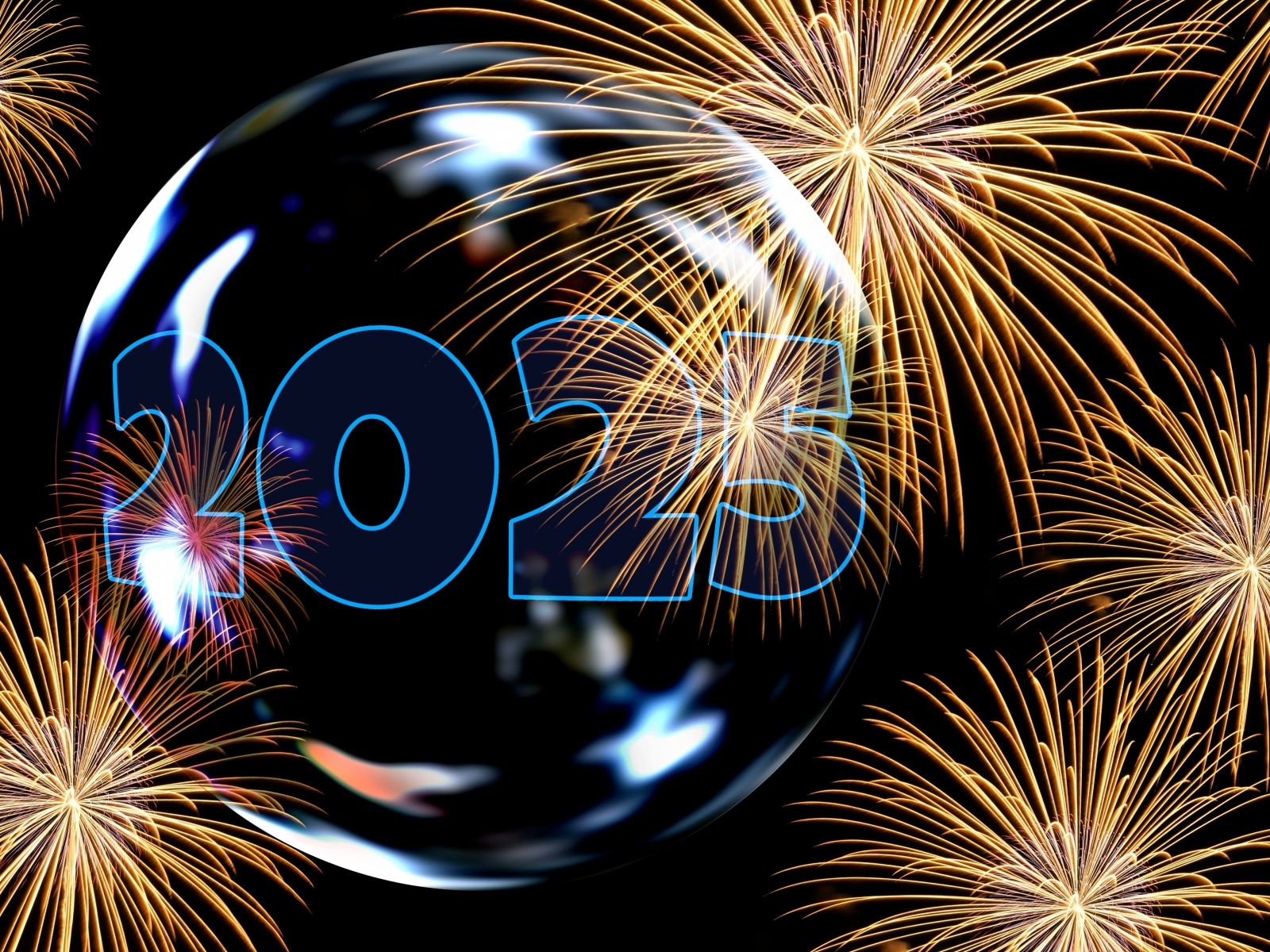 Мыльный пузырь с салютом на новый год 2025