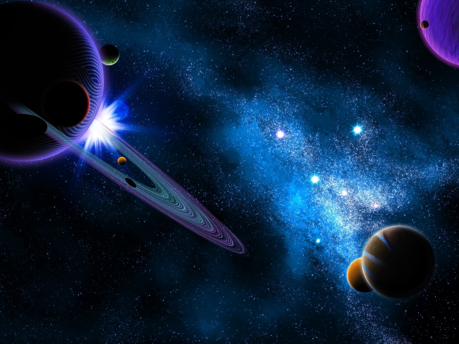 Красивый полет планет в бескрайнем космосе