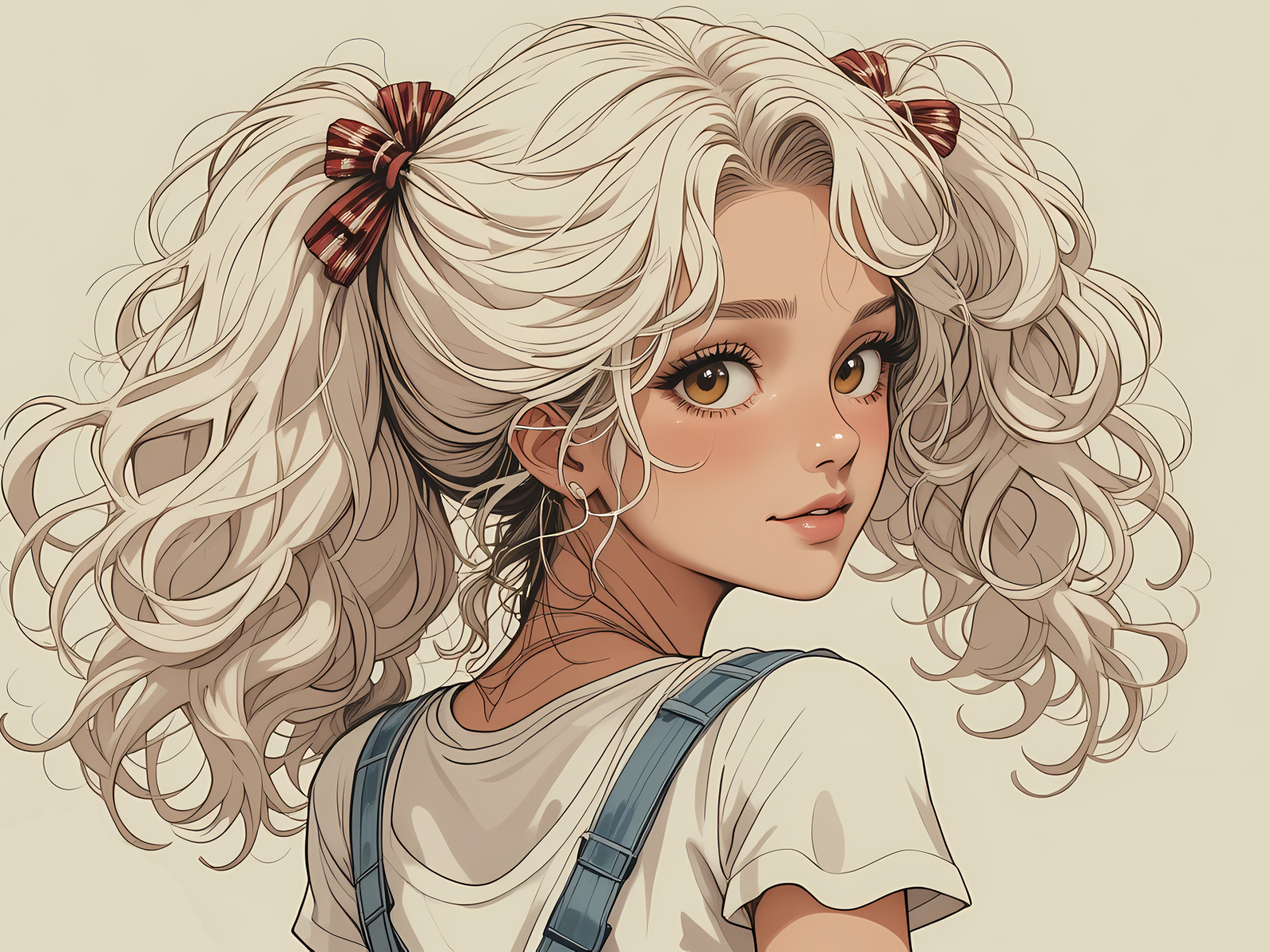 Девушка аниме с белыми волосами