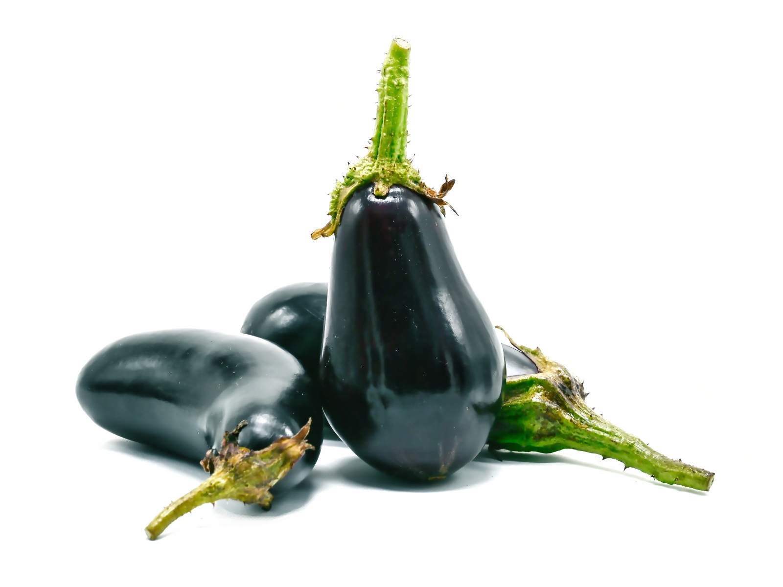 Синие баклажаны на белом фоне