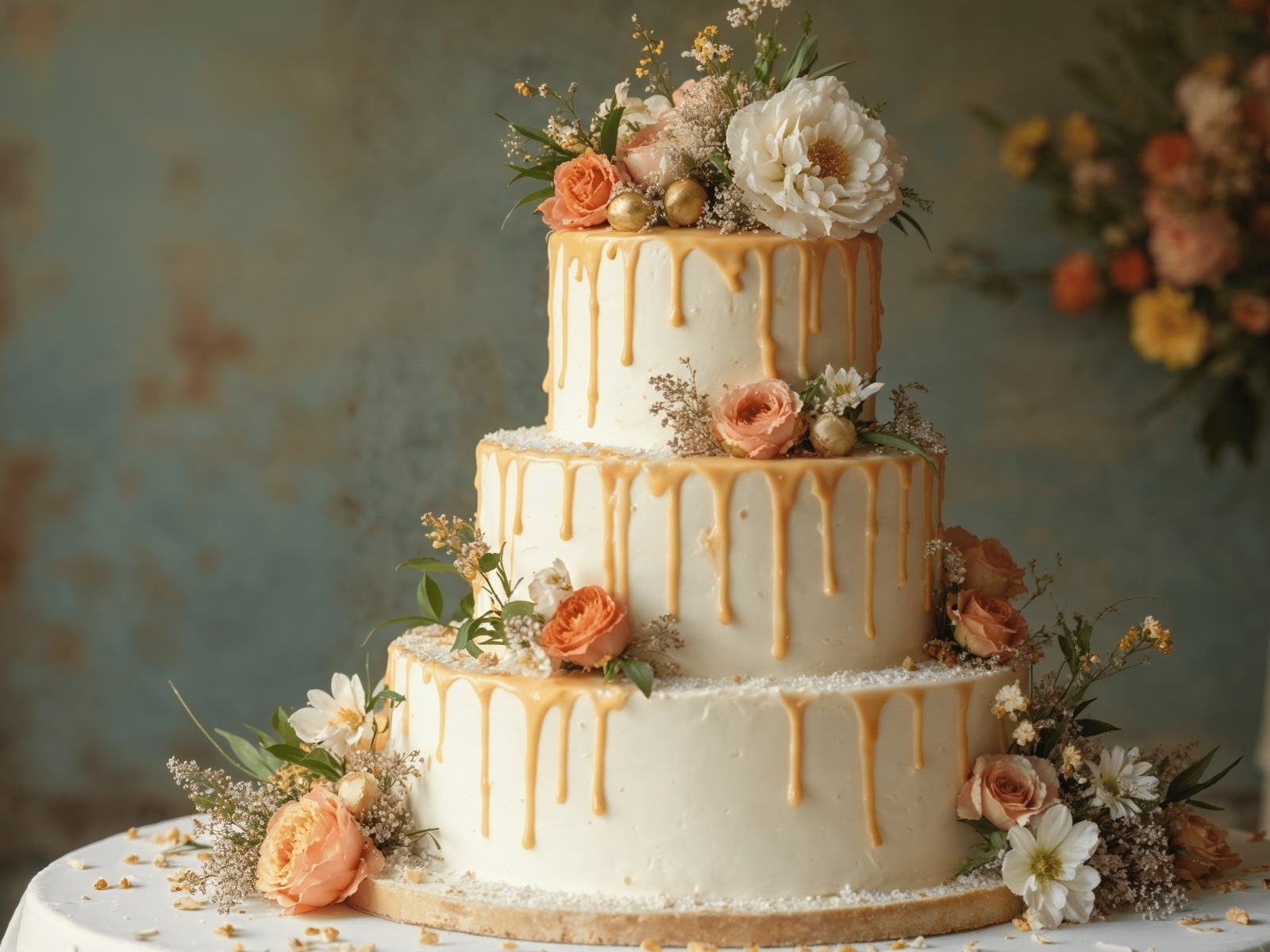 Большой красивый свадебный торт