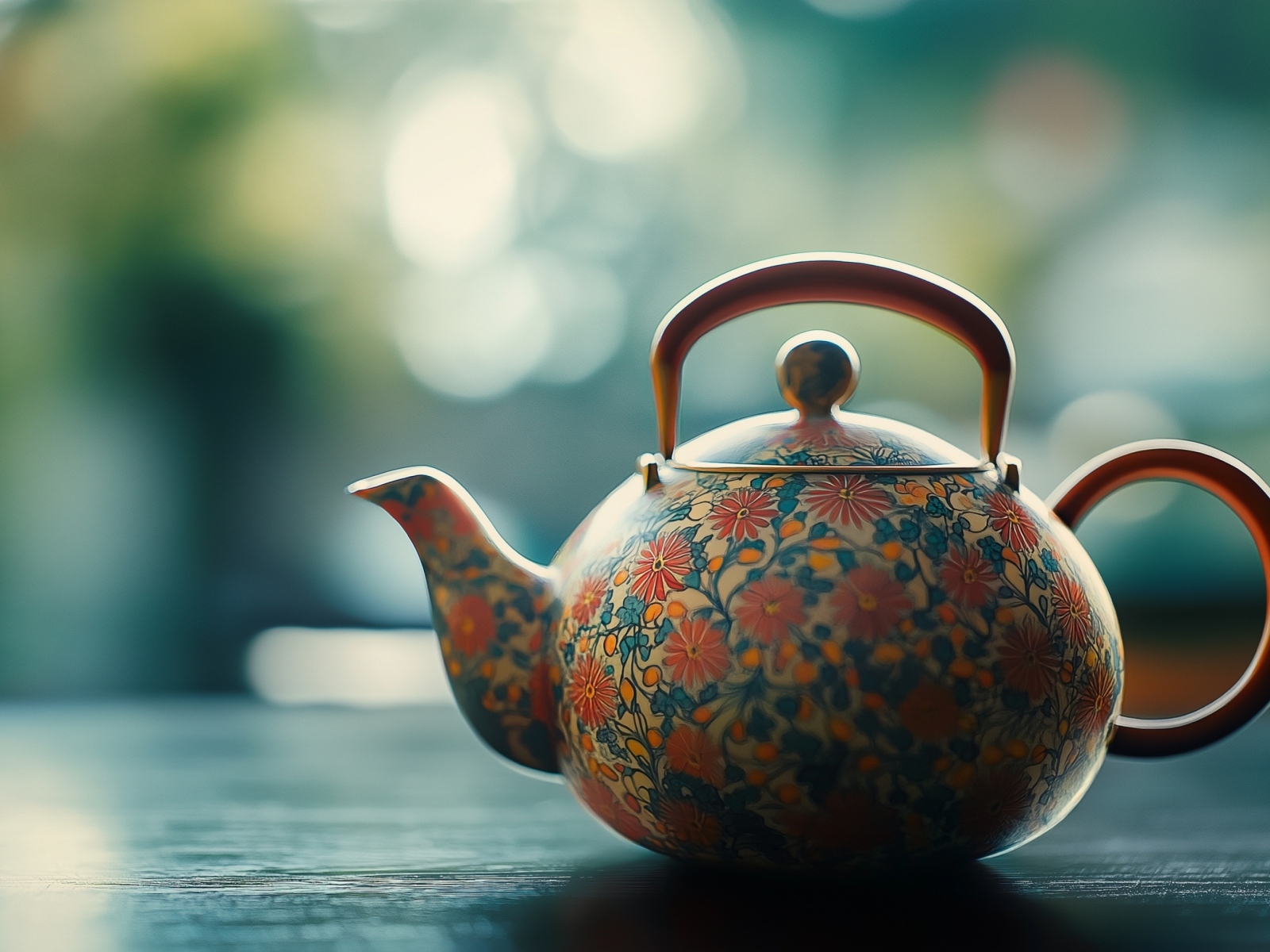 Красивый чайник для заваривания чая на столе
