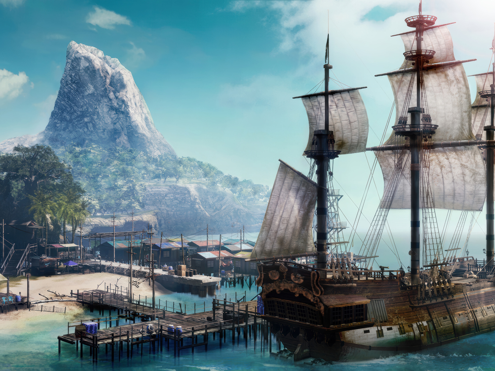 Большой пиратский корабль в компьютерной игре Like a Dragon: Pirate Yakuza in Hawaii