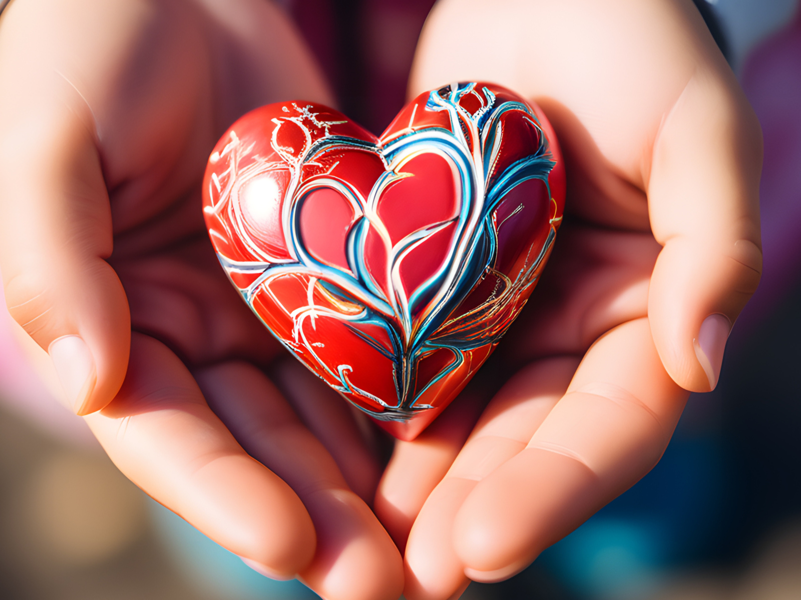Красивое сердце с узором в руках