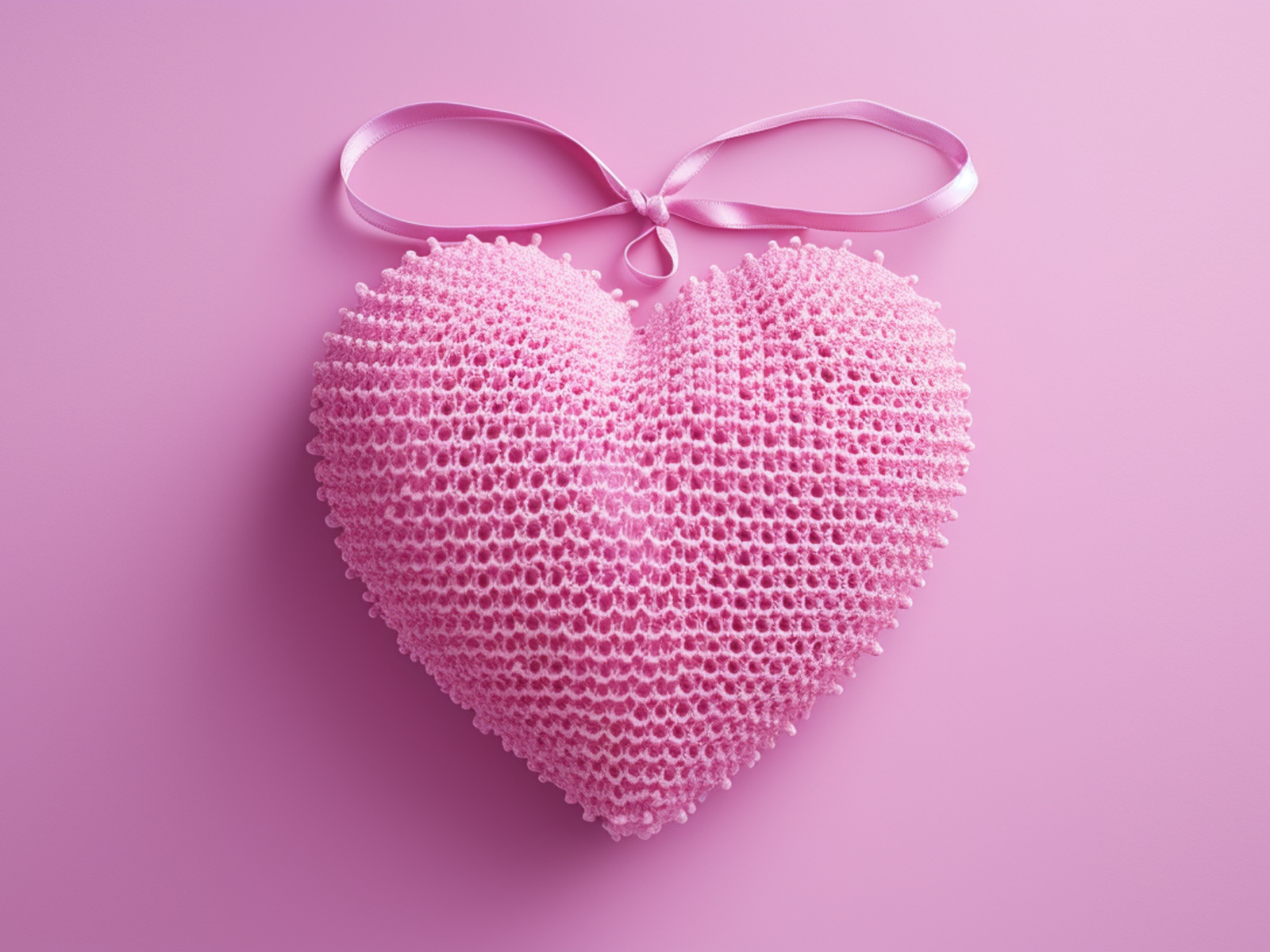 Сердце с лентой на розовом фоне