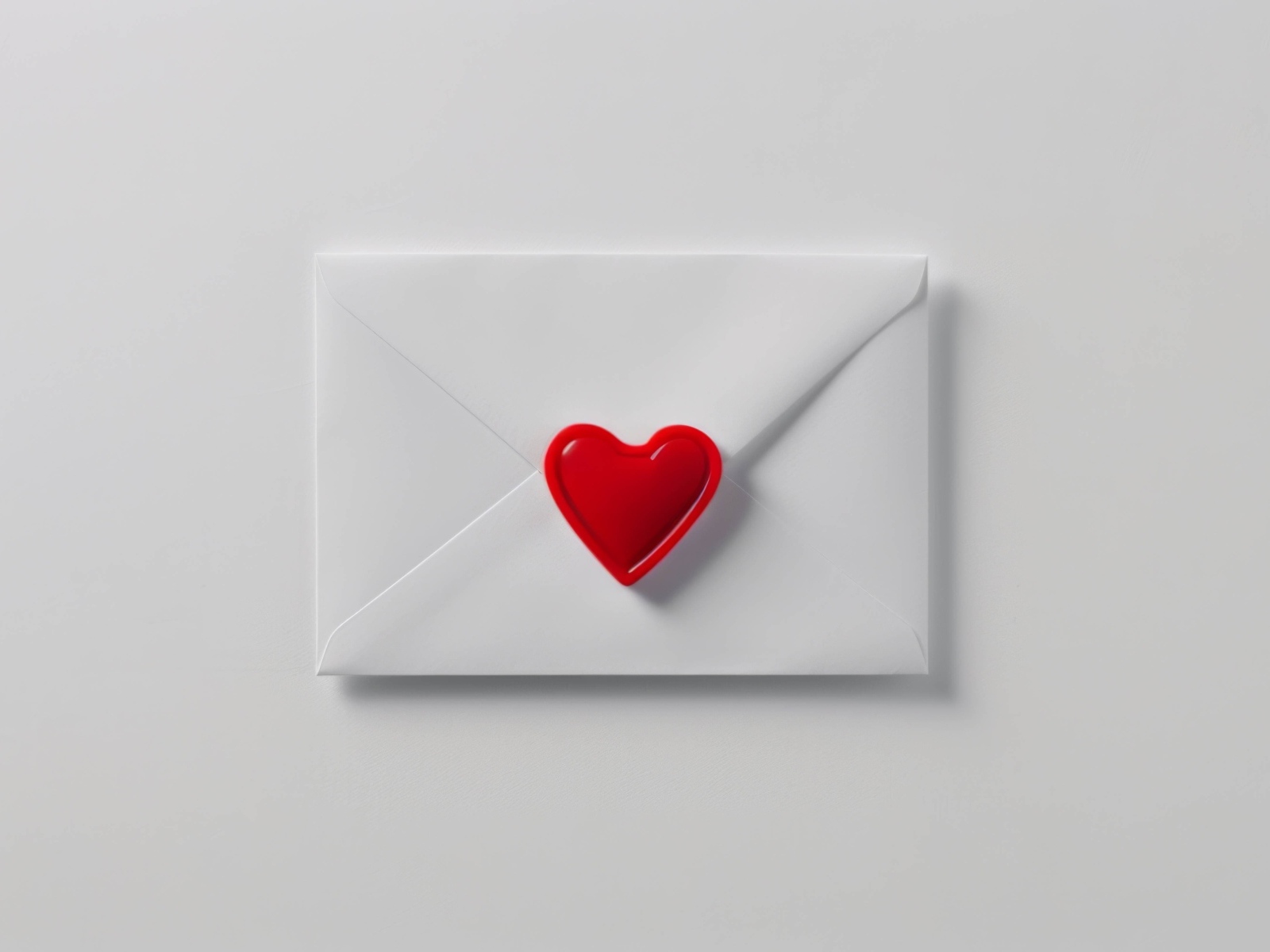 Белый конверт с красным сердечком