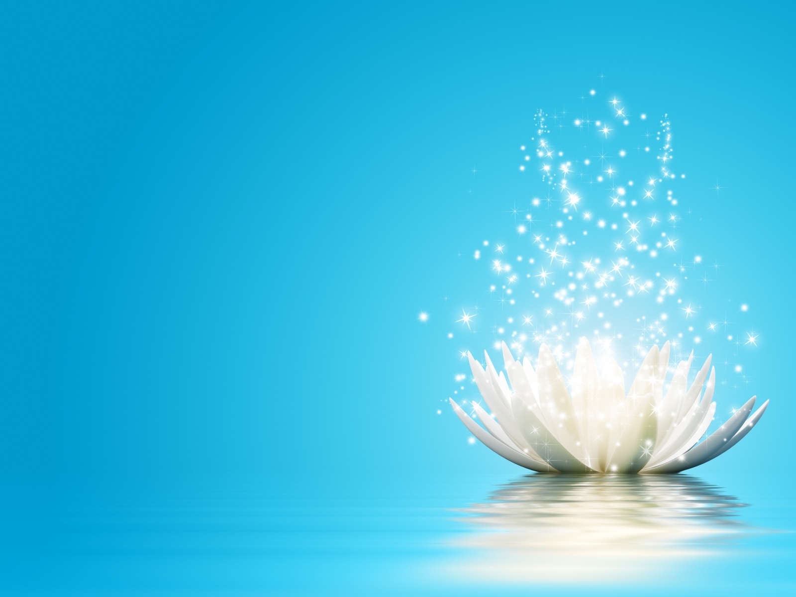 Волшебная лилия с блестками на голубом фоне