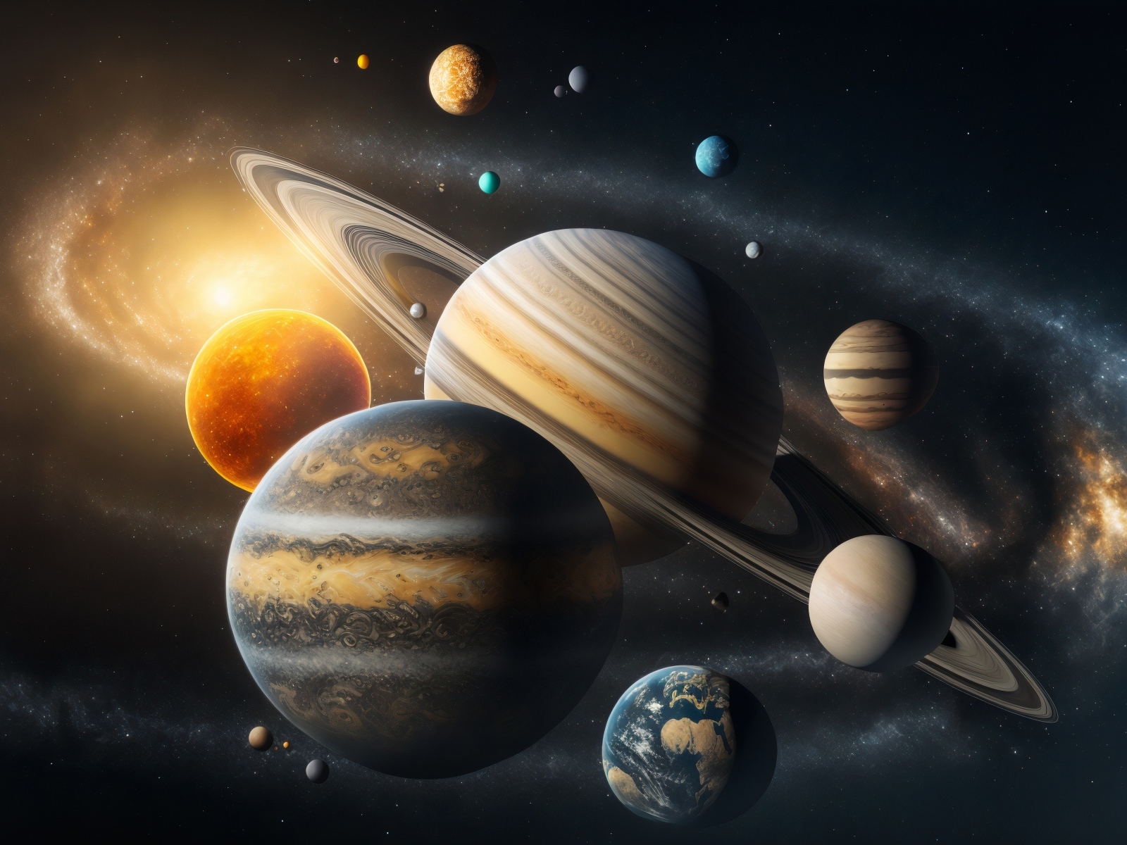 Все планеты солнечной системы в бескрайней вселенной