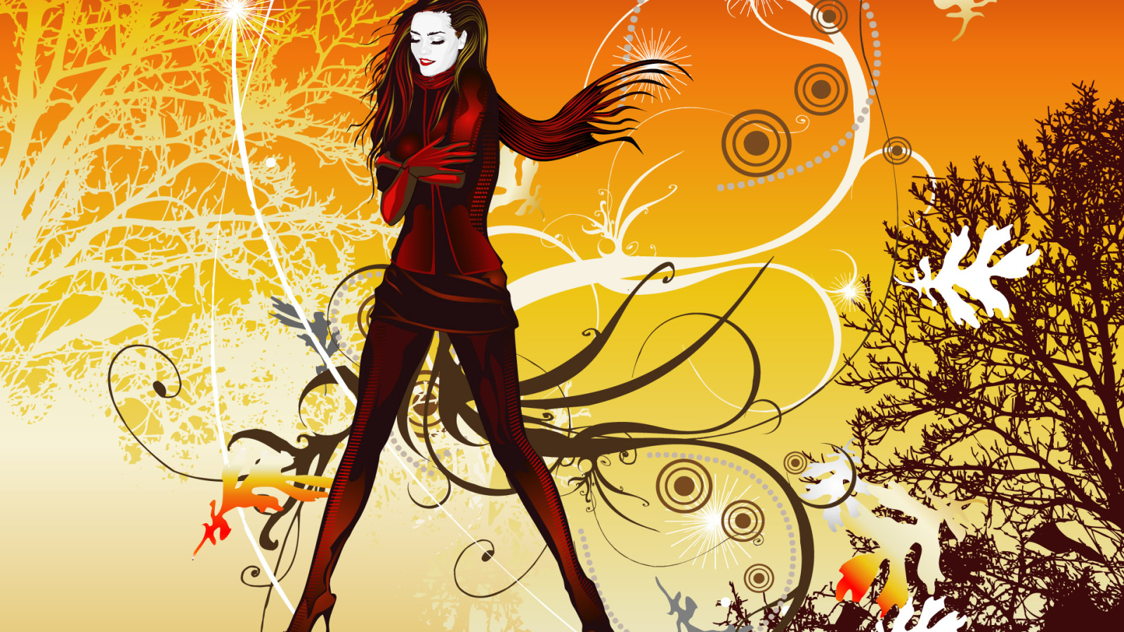 Девушка стоящая на ветру