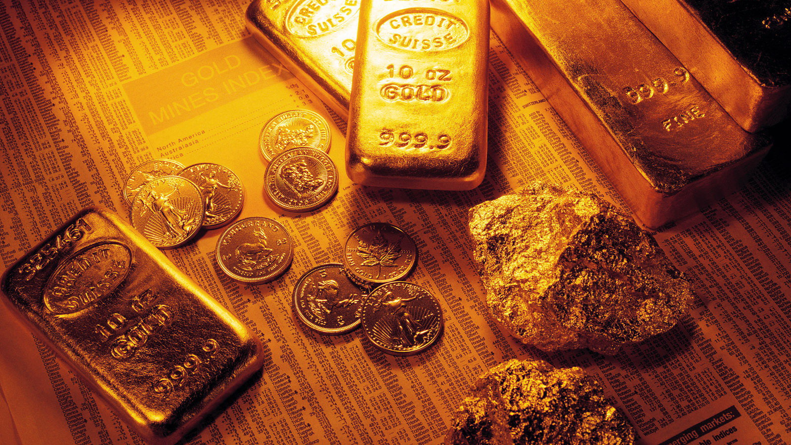 Gold bars and stones