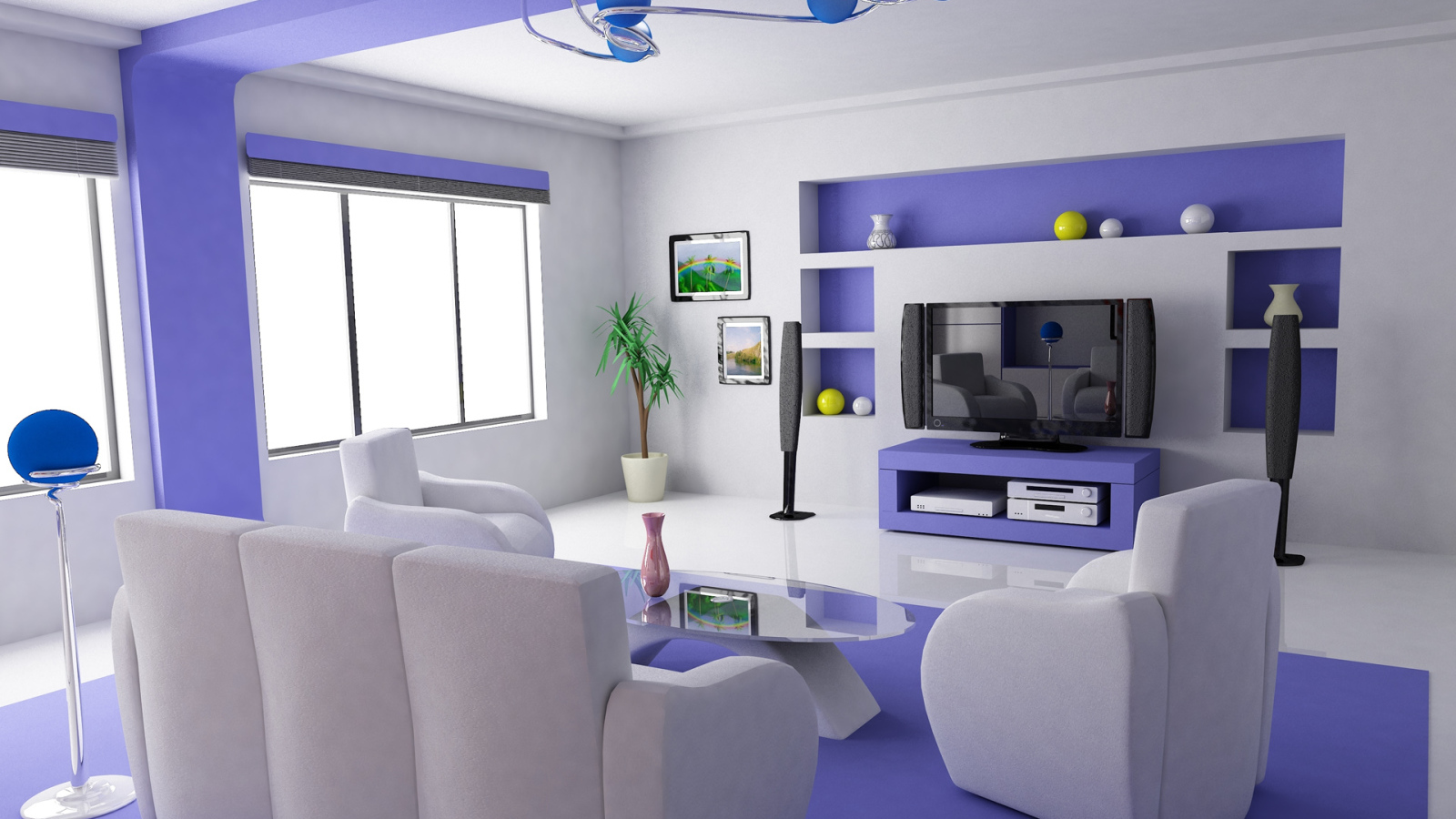 Дизайн светлой комнаты Футуристический модерн