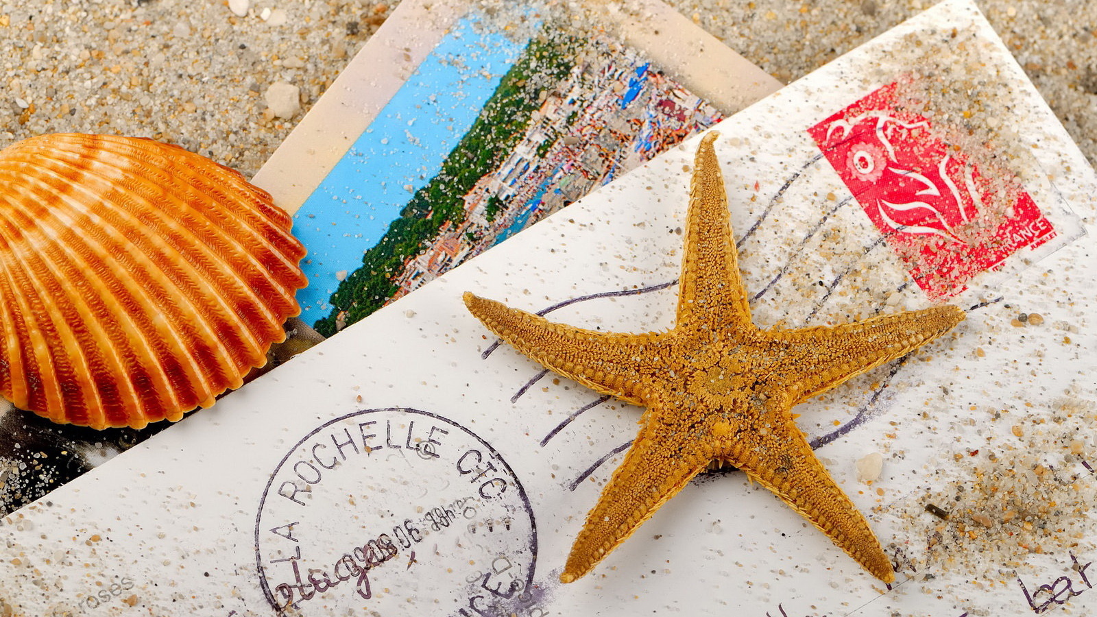 Письмо, ракушка, морская звезда