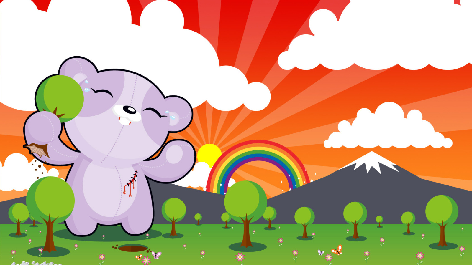 Радуга медведь деревья горы