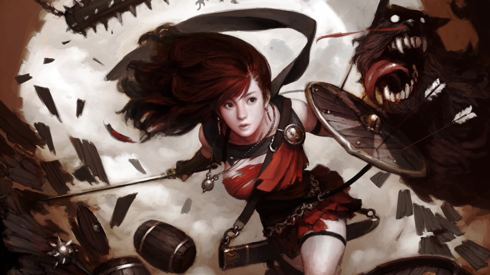 Девушка воин Битва с псами