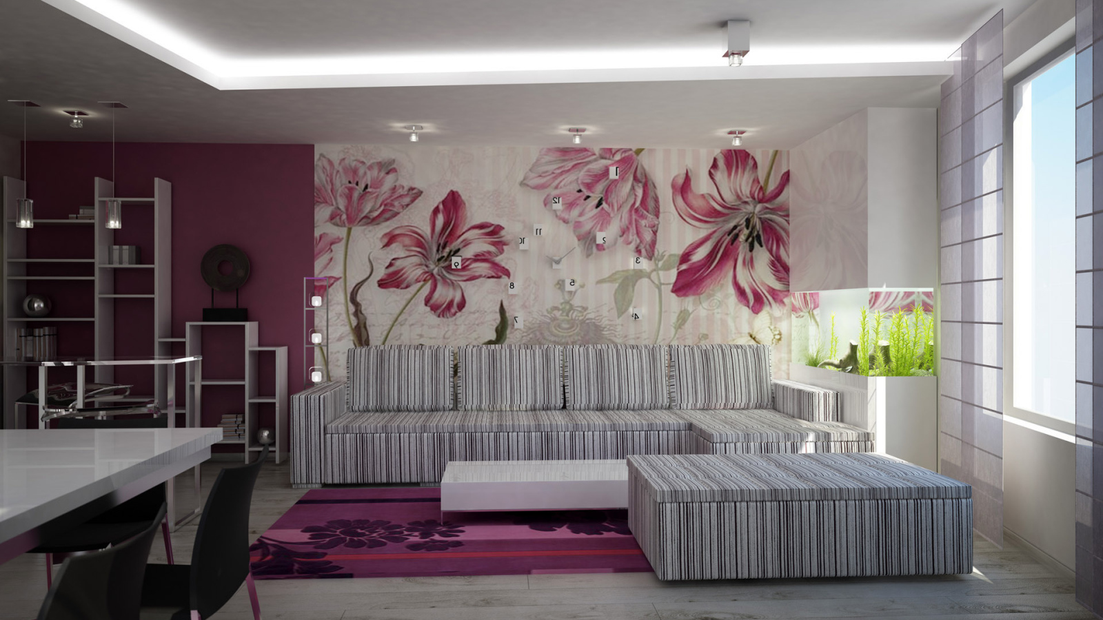 Интерьер комнаты в цветах