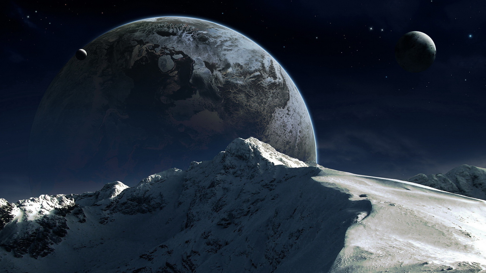 Гора на фоне планеты