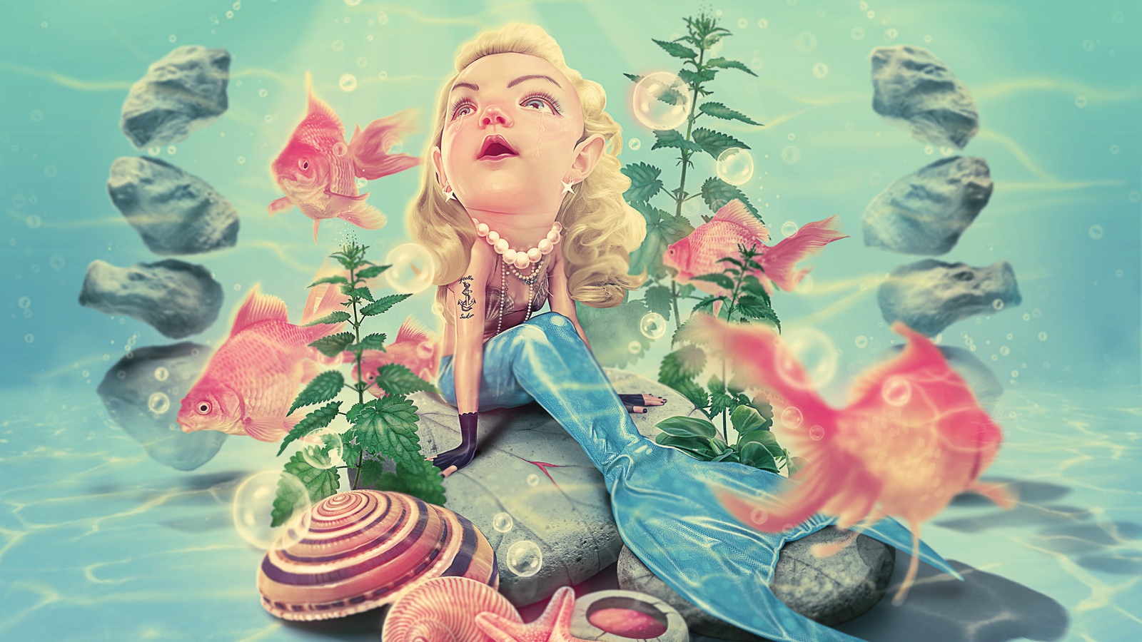 Русалочка на дне